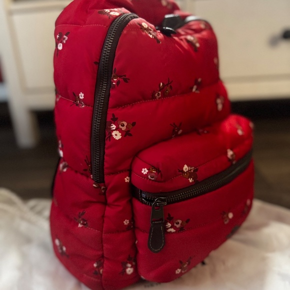 Coach Floral Quilted Puffer Nylon Backpack